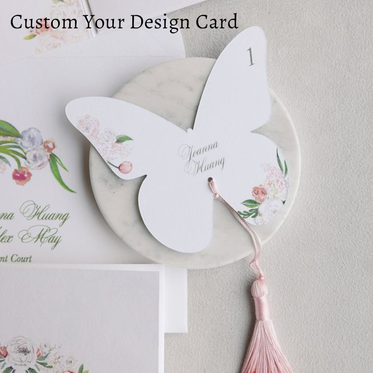 Wedding Supply Business - CUSTOM Elegant ผีเสื้อเมนูเชิญงานแต่งงานส่วนบุคคลชื่อ Place Card หมั้นเจ้าสาวอุปกรณ์ตกแต่ง