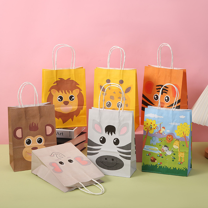 Wedding Zoo - 7 ชิ้นน่ารักการ์ตูนสวนสัตว์สัตว์สัตว์ป่าของขวัญ Party Favor กระดาษ Tote
