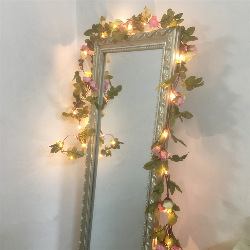 Wedding Arch Flower - ไฟประดับรูปดอกกุหลาบสีชมพู 2.2 เมตร 25 ดวง ยี่ห้อ