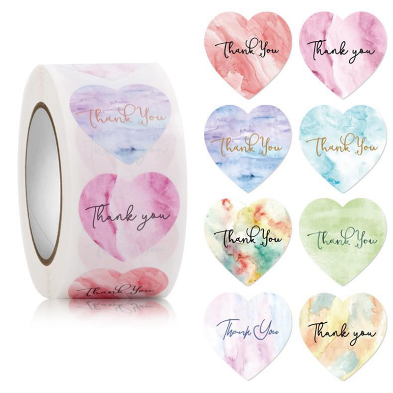 Wedding Supply Business - 100-500pcs หัวใจสติกเกอร์ดอกไม้ตกแต่งสติกเกอร์ปิดผนึกสําหรับงานแต่งงานของขวัญบรรจุภัณฑ์ขนาดเล็กธุรกิจอุปกรณ์ 1 นิ้ว