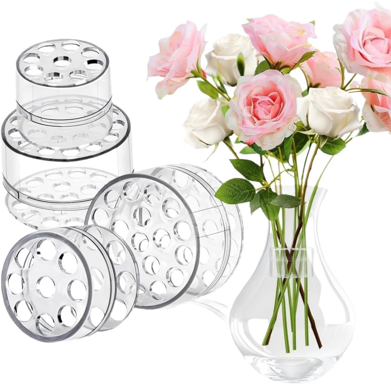 Flower Girl Basket - ที่จัดดอกไม้แบบเกลียวสำหรับแจกัน ที่จัดก้านดอกไม้แบบเกลียวสำหรับแจกัน อุปกรณ์ตกแต่งดอกไม้ DIY สำหรับจัดช่อดอกไม้ ของขวัญดอกไม้