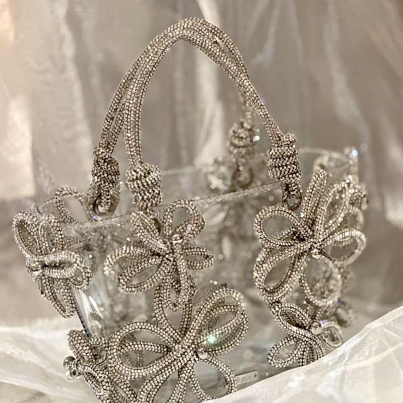 Flower Girl Basket - High End ขุนนางแบรนด์หรูฝังเพชรภาษาฝรั่งเศสคําแบบพกพาผู้หญิงกระเป๋าเพชรดอกไม้ตะกร้าผักกระเป๋ากระเป๋าถือ