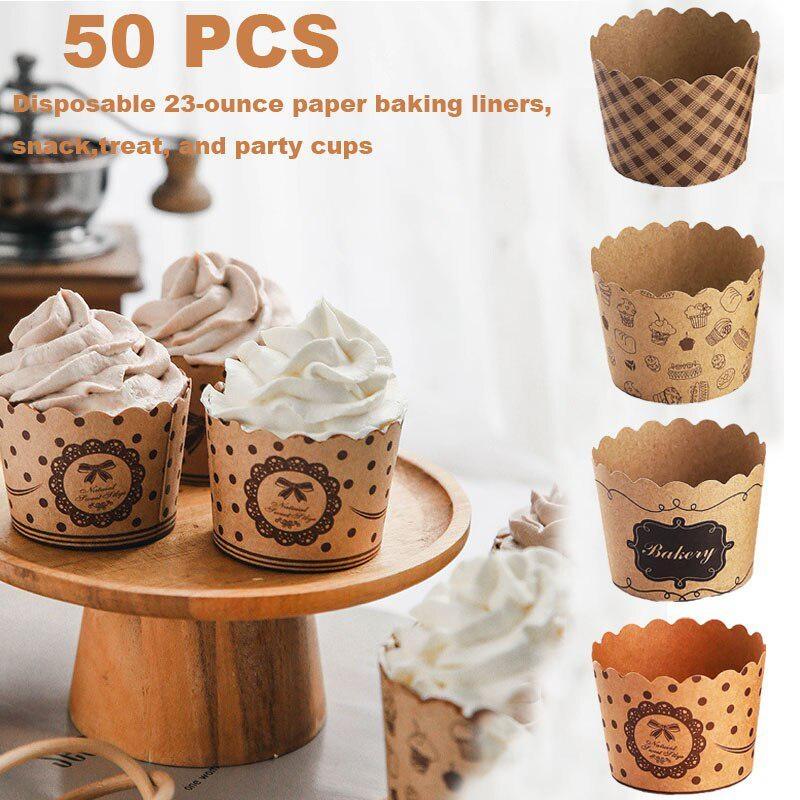 Wedding Cake Supply - 50 ชิ้น/แพ็ค Cupcake ถ้วยกระดาษ Wrapper ชุดถ้วยเบเกอรี่เบเกอรี่อุปกรณ์งานแต่งงานแม่พิมพ์เค้กมัฟฟิน