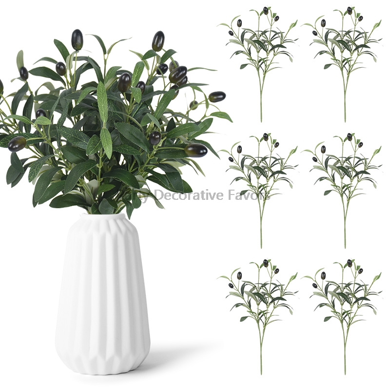 Flower Girl Basket - 1/3/5Pcs ประดิษฐ์ปลอมผลไม้ใบมะกอกสาขาต้นไม้สําหรับบ้านสวนแจกันตกแต่งช่อดอกไม้งานแต่งงานดอกไม้ผ้าไหม