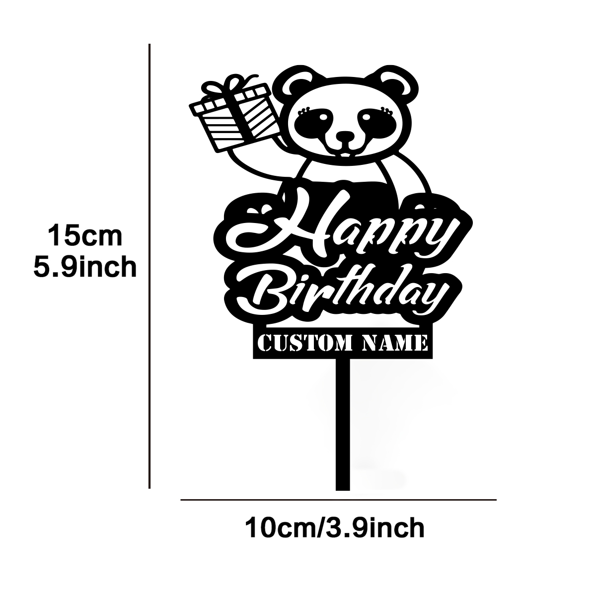 Wedding Cake Supply - 1 ชิ้น ของตกแต่งเค้ก/บาร์ ลายหมี พร้อมคำอวยพรวันเกิดสุดน่ารัก สามารถปรับแต่งชื่อได้