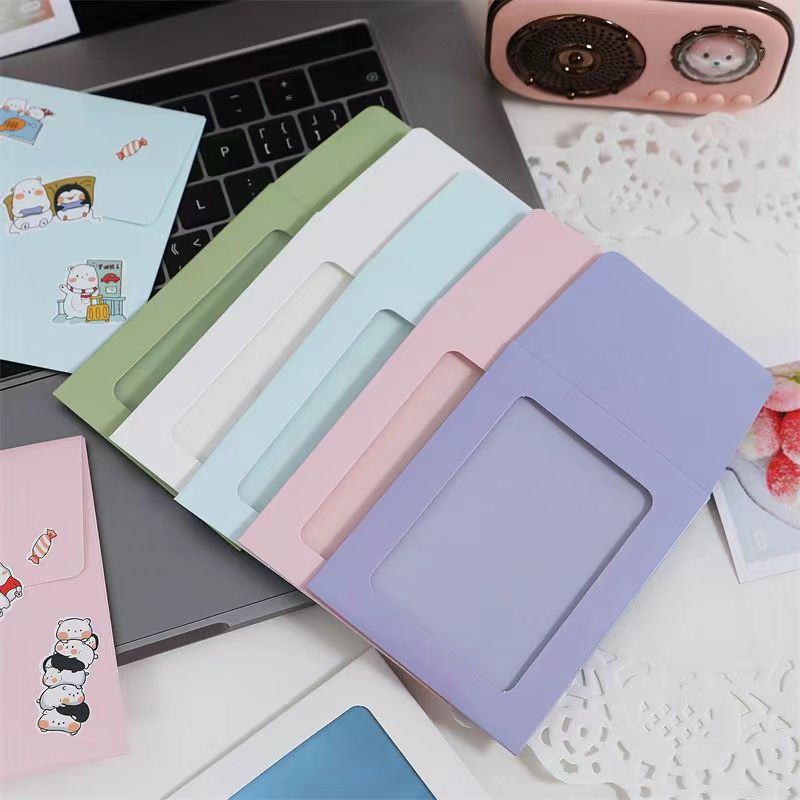 Wedding Supply Business - กรอบรูปกระดาษแบบ DIY 10ชิ้น/เซ็ตที่ใส่กรอบรูปมาการองโฟโต้การ์ดสีแบบเกาหลีซองอัลบั้มรูปขนาดเล็กอุปกรณ์บรรจุภัณฑ์สำหรับใส่การ์ด