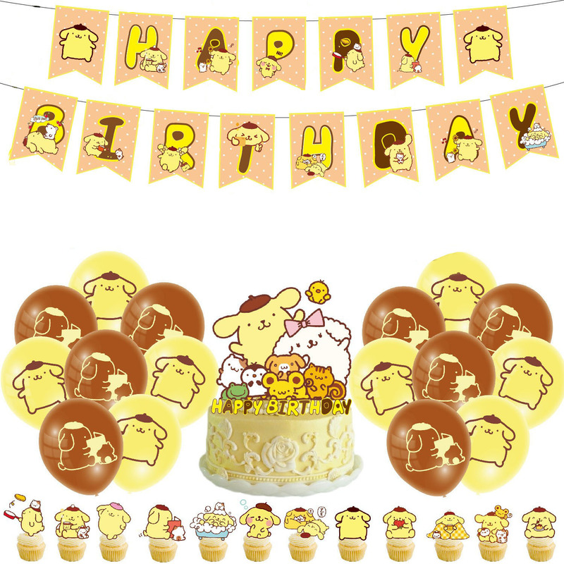 Wedding Cake Supply - ของตกแต่งงานวันเกิดธีมเฮลโลคิตตี้และปอมปอมปูริน, ลูกโป่ง, แบนเนอร์, ของตกแต่งเค้ก และอุปกรณ์อื่นๆ