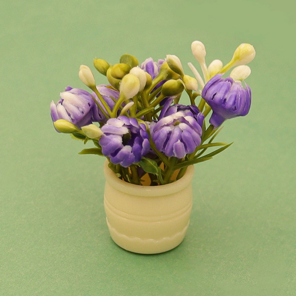 Flower Girl Basket - แจกันจำลองขนาดจิ๋วสำหรับบ้านตุ๊กตา 1:12 หลายแบบ ต้นไม้จำลองสีเขียวขนาดเล็ก แจกันพลาสติกสำเร็จรูป ต้นไม้ในกระถาง