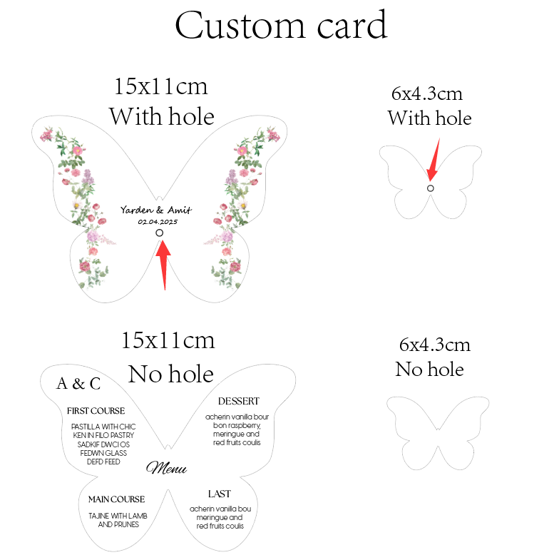 CUSTOM Elegant ผีเสื้อเมนูเชิญ - Wedding Supply Business บทวิจารณ์และราคา