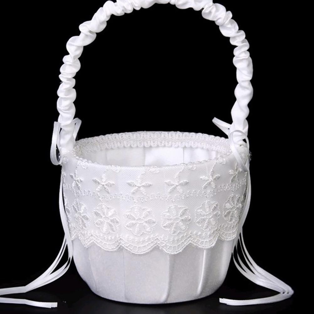 โรแมนติกดอกไม้ Pearl Bowknot ต - Flower Girl Basket บทวิจารณ์และราคา