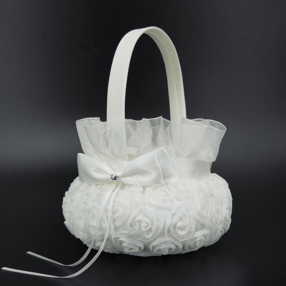 โรแมนติกดอกไม้ Pearl Bowknot ต - Flower Girl Basket บทวิจารณ์และราคา