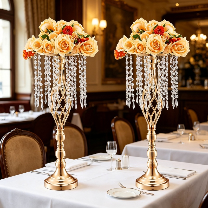 แจกันดอกไม้คริสตัลสีทองทรงสูง  - Centerpiece Vase Tall บทวิจารณ์และราคา