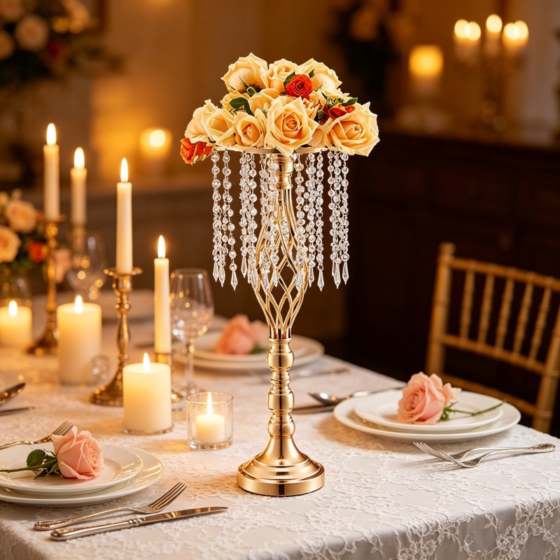 แจกันดอกไม้คริสตัลสีทองทรงสูง  - Centerpiece Vase Tall บทวิจารณ์และราคา