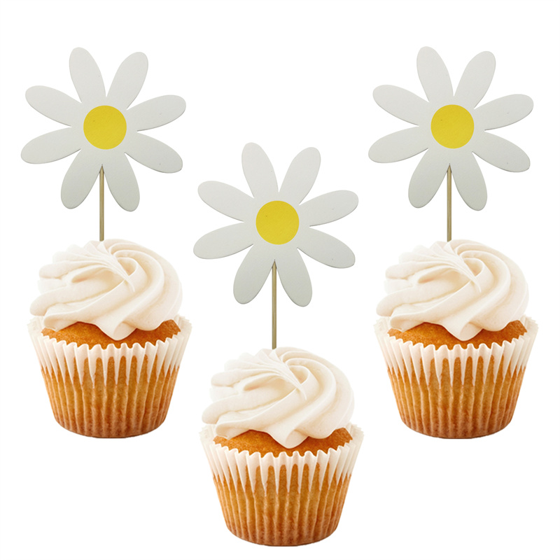 12 ชิ้น Daisy ดอกไม้ Cupcake T - Wedding Cake Supply บทวิจารณ์และราคา